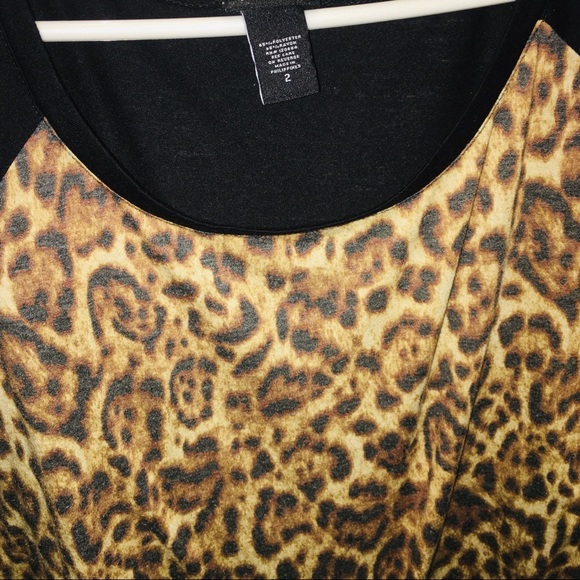 Cheetah print Top Torrid Gold Tan Black Shirt 3/4 - Picture 2 of 3